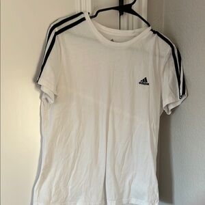 Adidas Teen Girls White Tee with Black Stripes